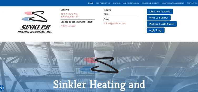 Screenshot SinklerHeatingCooling.com