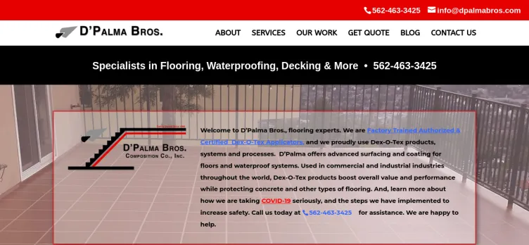 Screenshot DpalmaBrosFlooring.com