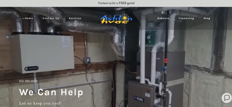 Screenshot AshtonHVACSolutions.com