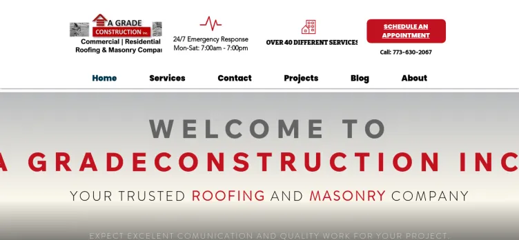 Screenshot A Grade Construction & Roofing