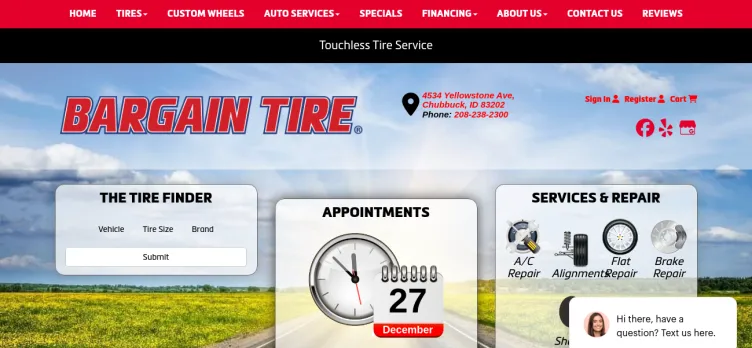 Screenshot Bargain Tire