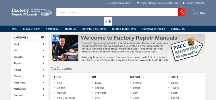 Screenshot Factory Repair Manuals