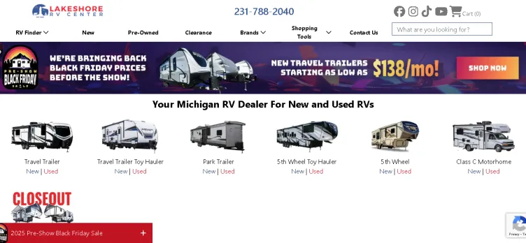 Screenshot Lakeshore-RV.com