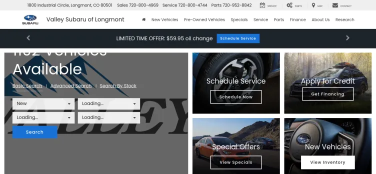 Screenshot ValleySubaru.com
