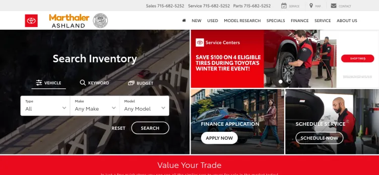 Screenshot Marthaler Toyota of Ashland