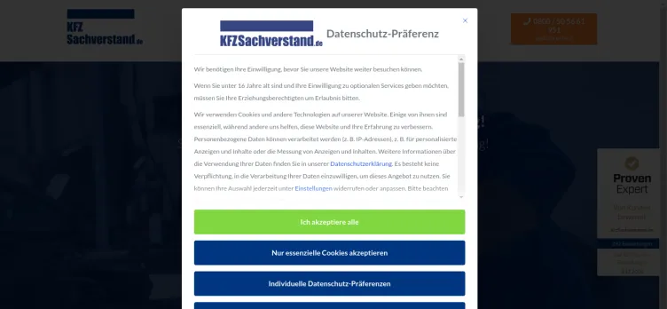 Screenshot kfzsachverstand.de