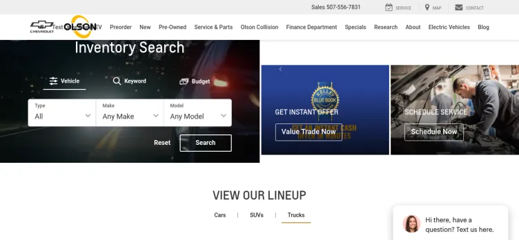 Screenshot Olson Chevrolet