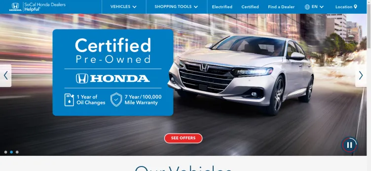 Screenshot SoCal Honda Dealers