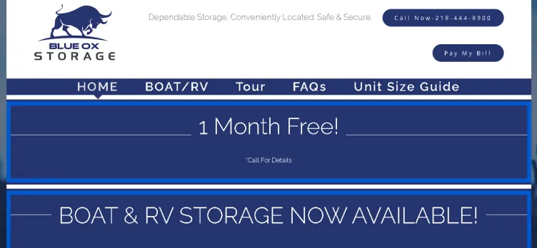 Screenshot Blue Ox Storage