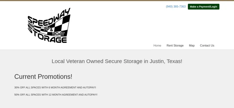 Screenshot SpeedwayRVStorage.com