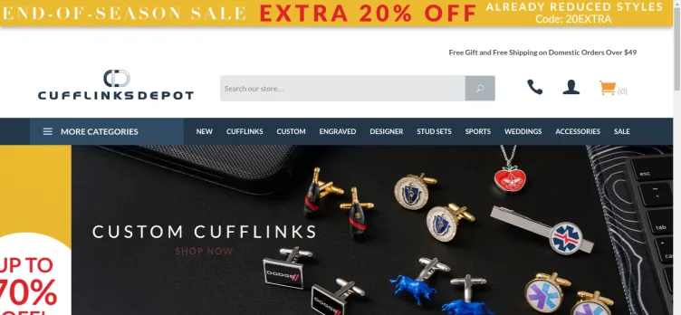 Screenshot Cufflinks Depot