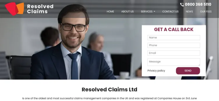 Screenshot ResolvedClaims.co.uk