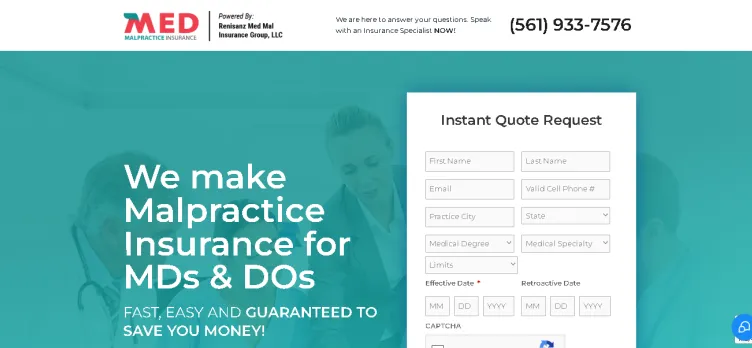 Screenshot Med Malpractice Insurance