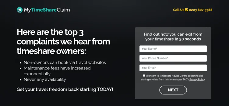 Screenshot MyTimeshareClaim.co.uk