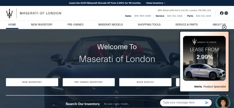 Screenshot LondonMaserati.com