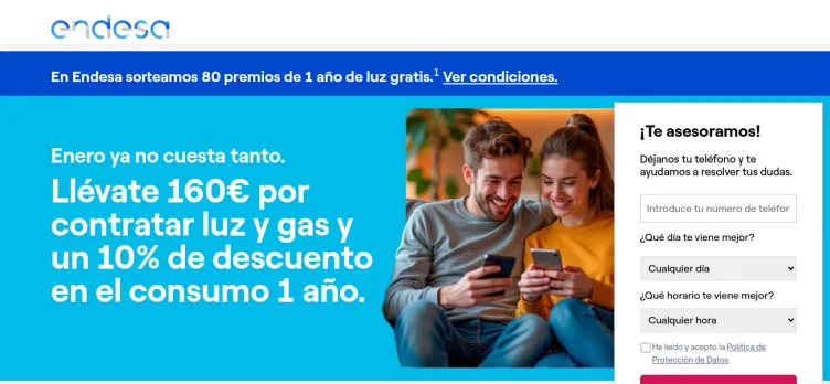 Screenshot Endesa tarifas Luz y Gas