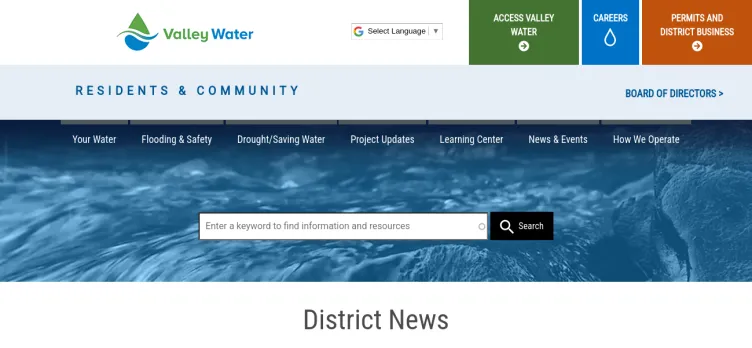 Screenshot ValleyWater.org