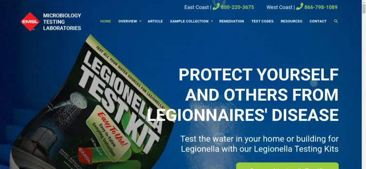 Screenshot LegionellaTesting.com