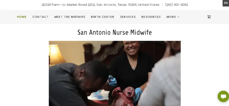 Screenshot San Antonio Nurse Midwife