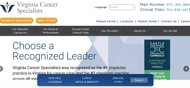 Screenshot Virginia Cancer Specialists