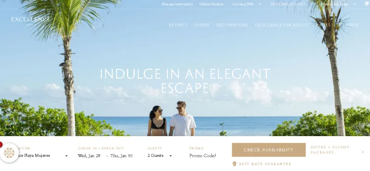 Screenshot booking.excellenceresorts.com