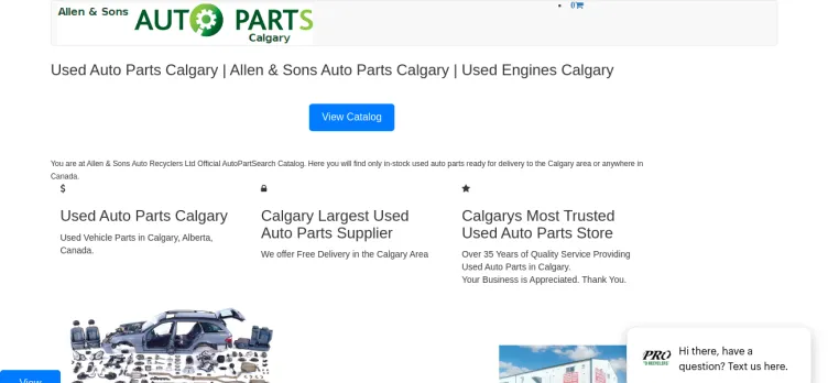 Screenshot AllensAutoParts.com