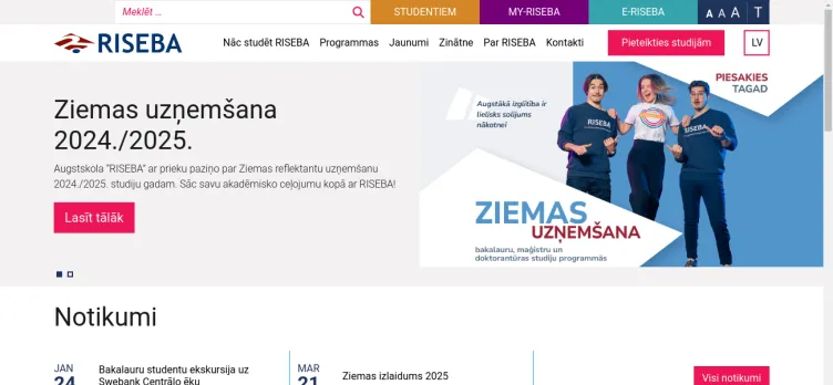 Screenshot RISEBA.lv