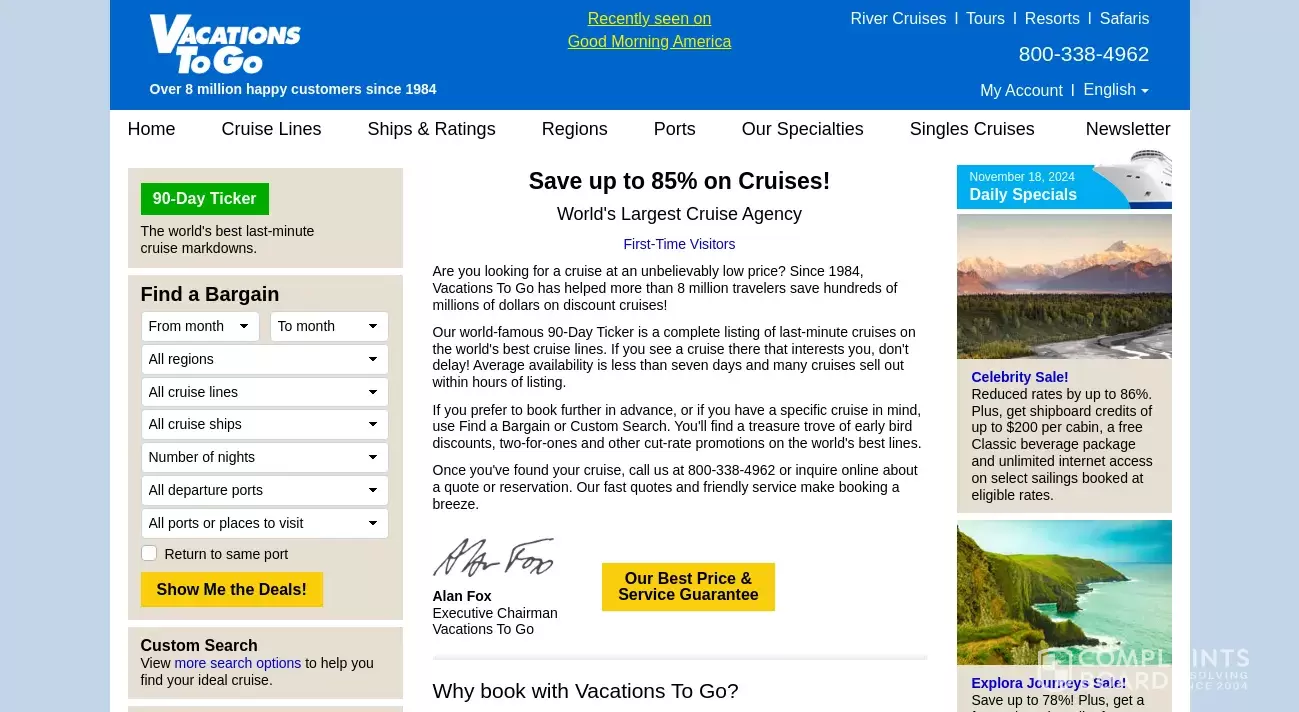 Vacations To Go Complaints, Customer Claims, Free Resolution Services