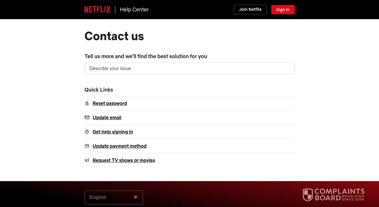 netflix email for complaints