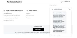 Vestiaire Collective - permanent ban on customer chat