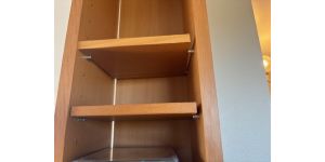 The Brick - Smashed dining room table / wooden shelving unit