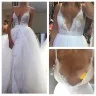 Hebeos - a-line/princess tulle lace spaghetti straps sleeveless floor-length wedding dresses sku pon1506ev914